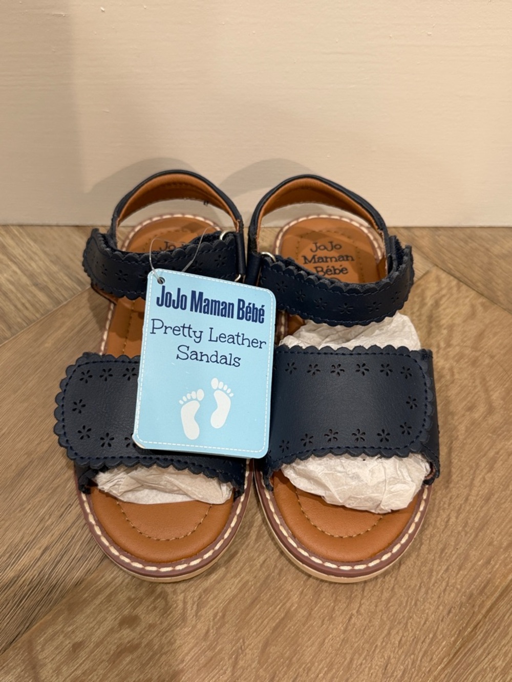 Jojo maman Bebe Navy Leather Sandals